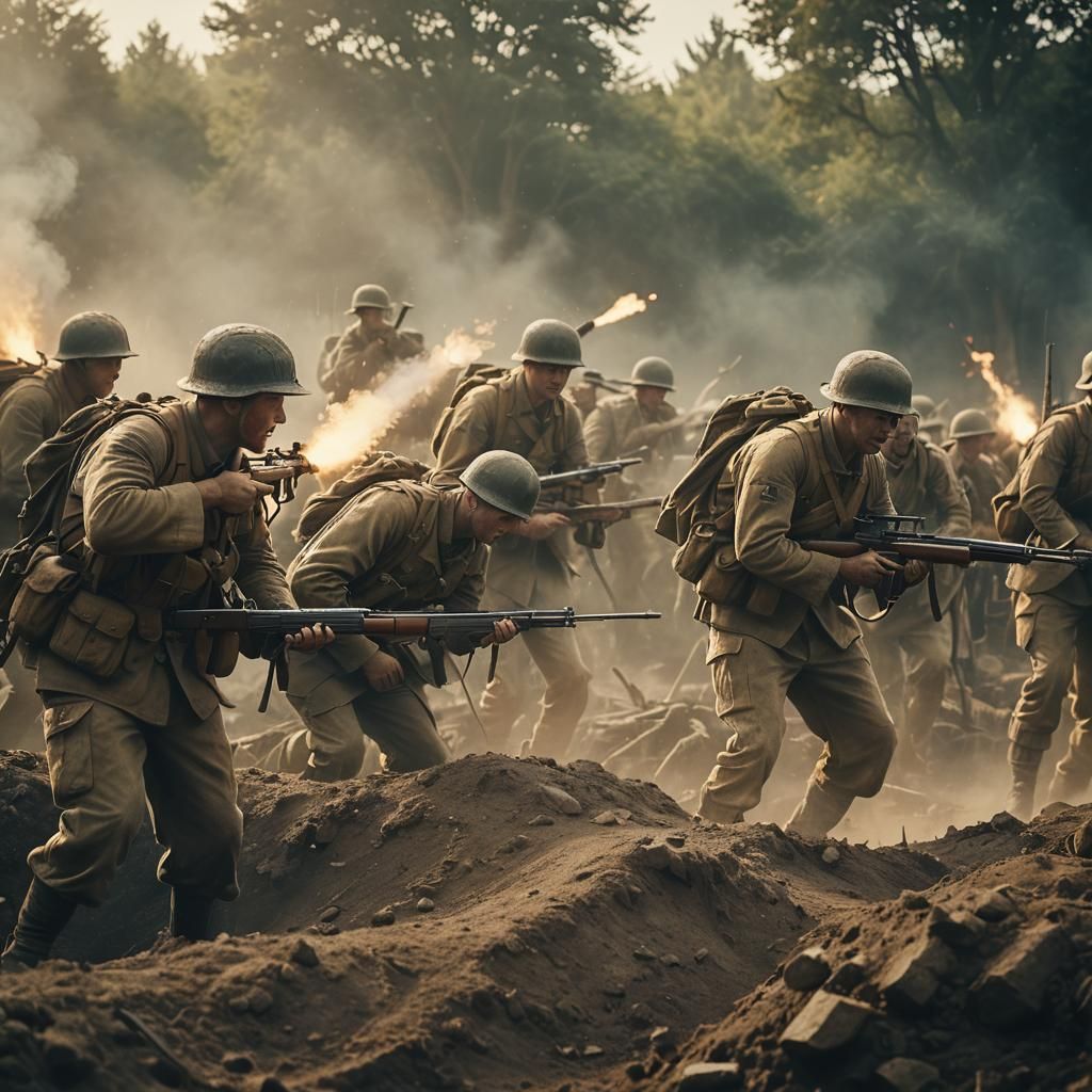War-Torn Trenches: A Gritty Cinematic Film Still