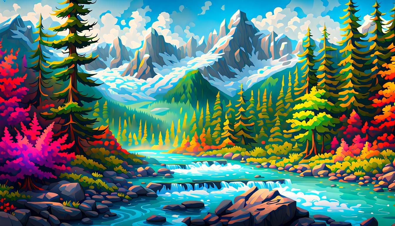 Canadian Forestscape in Graffiti Art Style