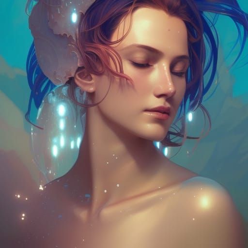 Aquarius Portrait in Art Nouveau Style