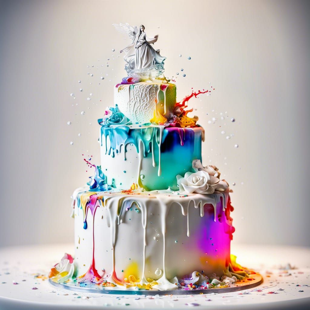 Surreal Wedding Cake in Banksy Style with Ink Effects