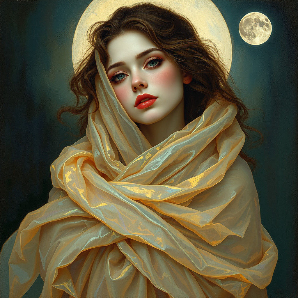Ethereal Woman in Dreamy Pre-Raphaelite Style