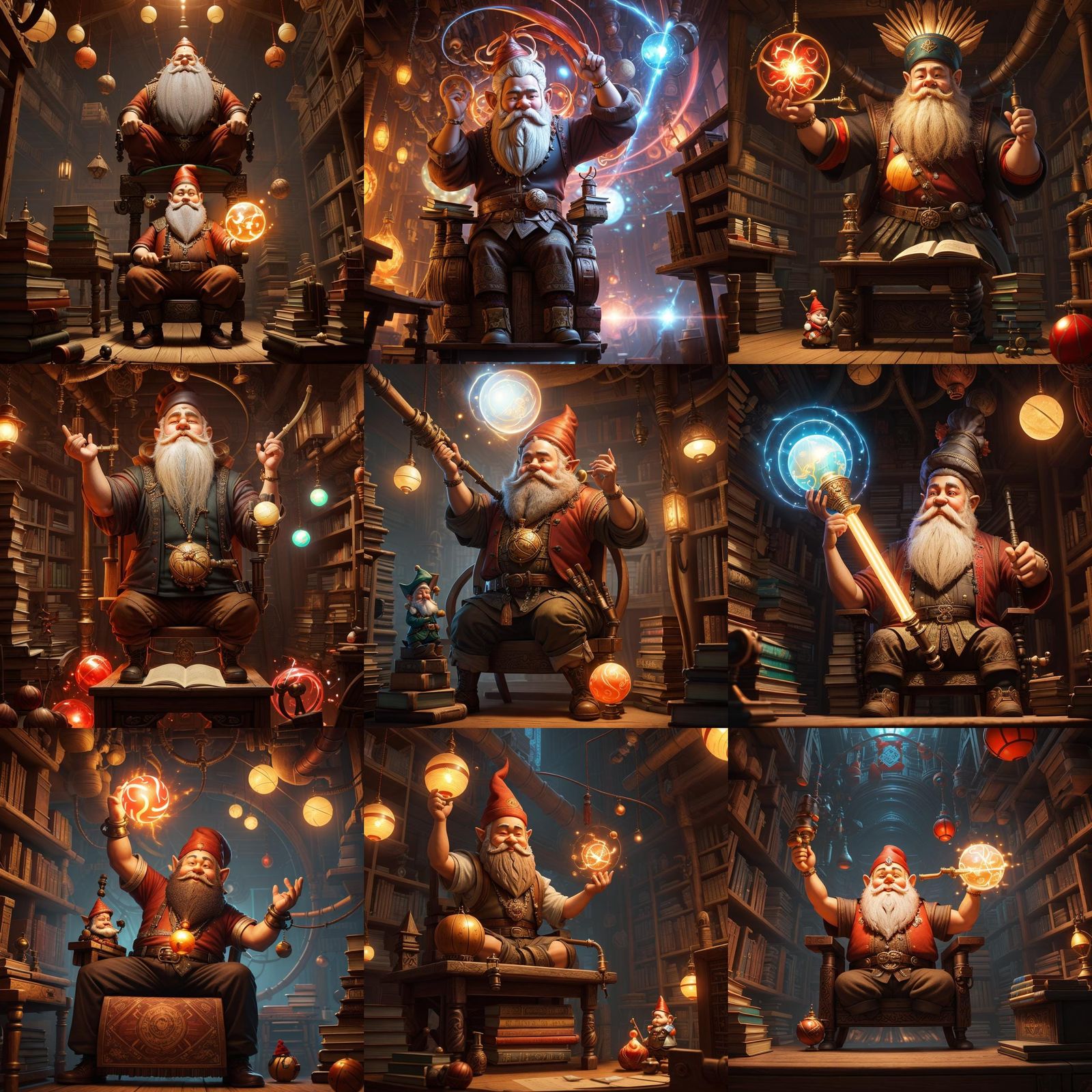 Gnome Warlock Puffs Pipe in Fantasy Office