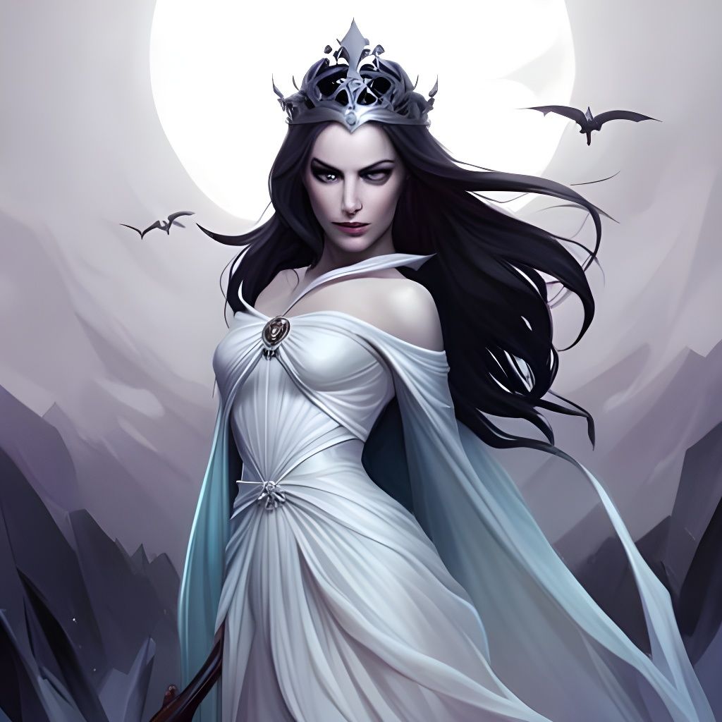 Elegant Vampire Queen in a Digital Painting Style