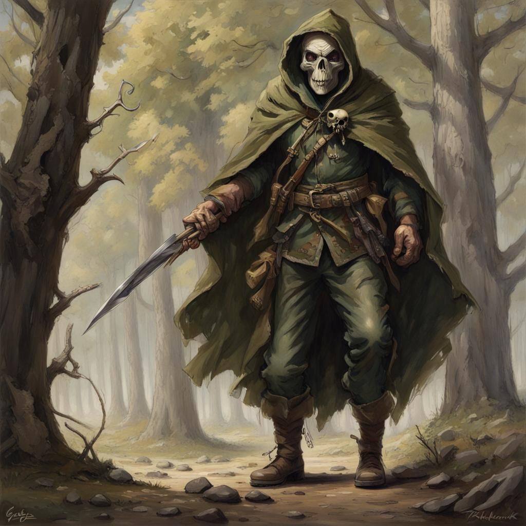 Ranger with Skull Mask Stalking Prey