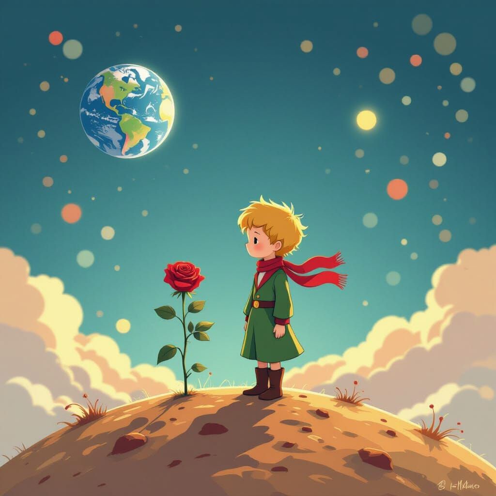 The Little Prince on a Tiny Planet with Earth