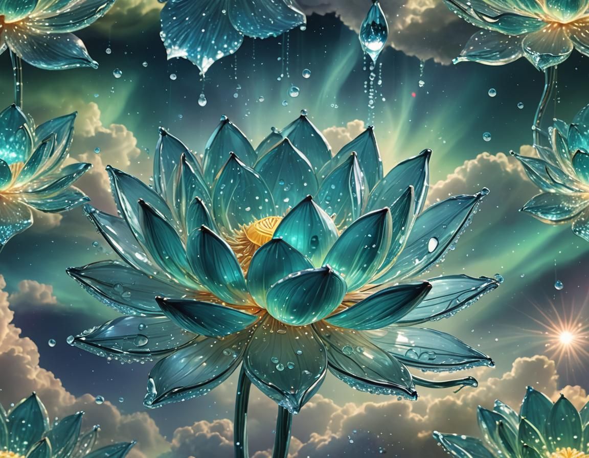 turquoise glass lotus flower