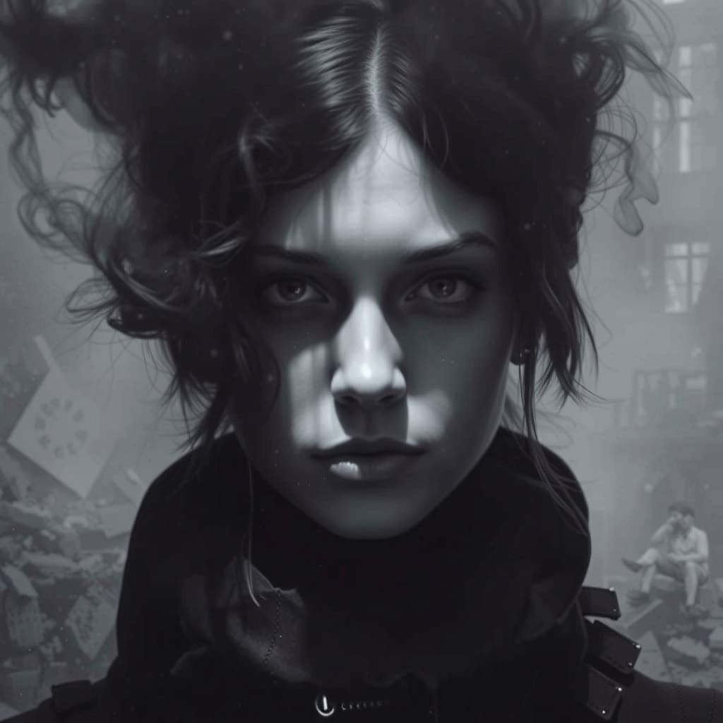 Fashion Model in Rubble Coffee Shop