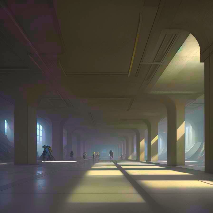 Underground Concrete Cafeteria in Unreal Engine 5