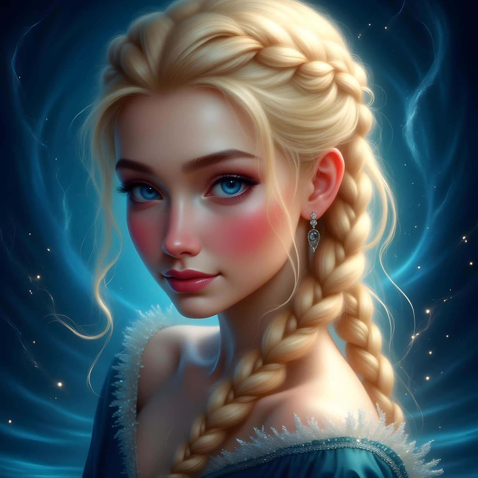Norse Goddess Gná with Rose Blush and Blue Eyes