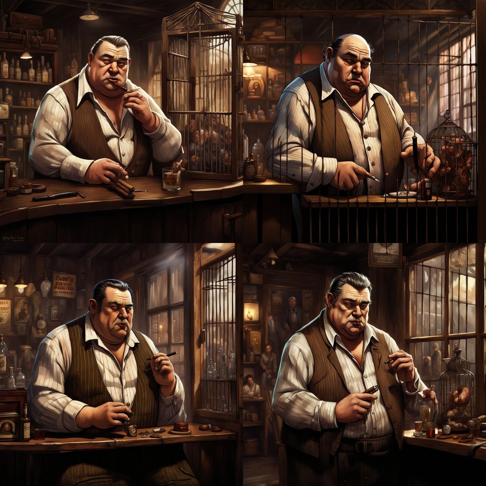 Elvish Pawnshop Owner in Digital Art Style