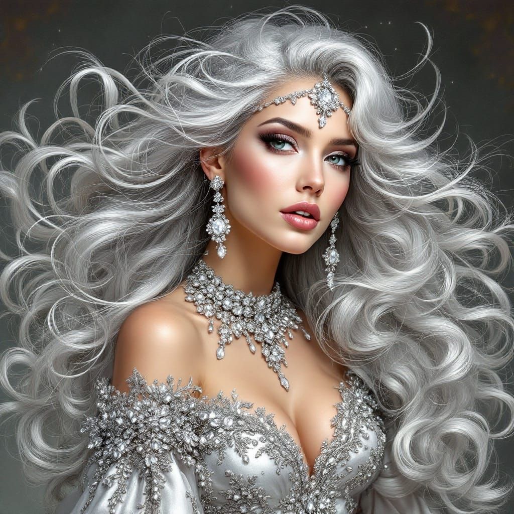 Silver Goddess in Rococo Style