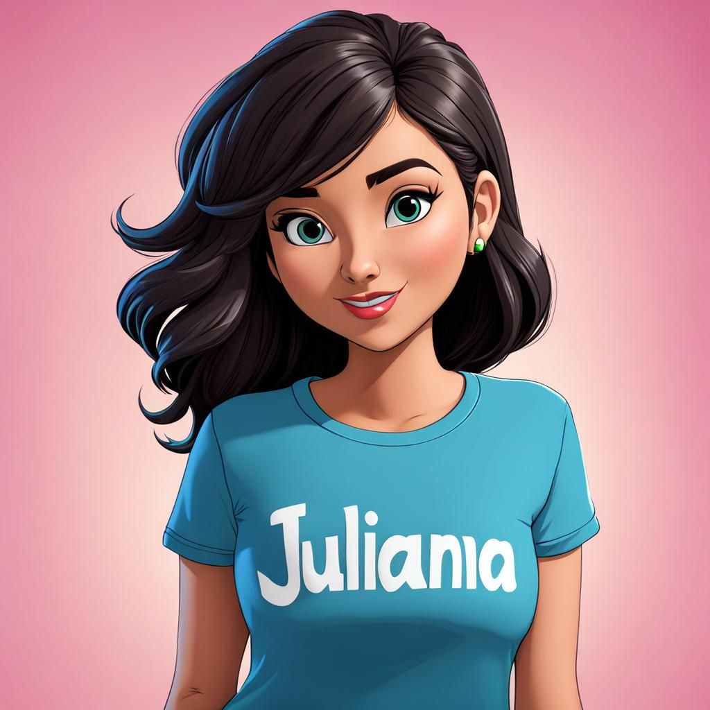 Cartoon Girl Named Juliana on T-Shirt