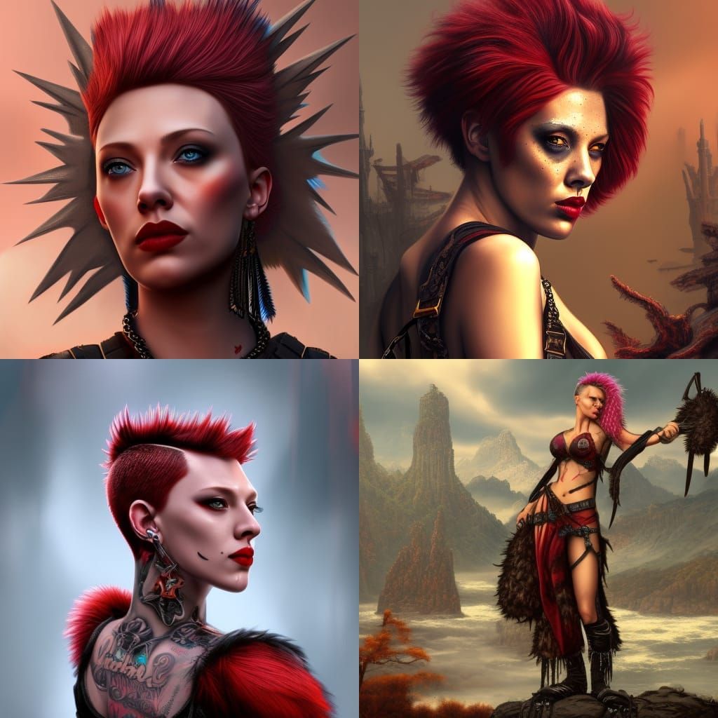 Punk Rock Mohawk Portrait in Detailed Matte Painting