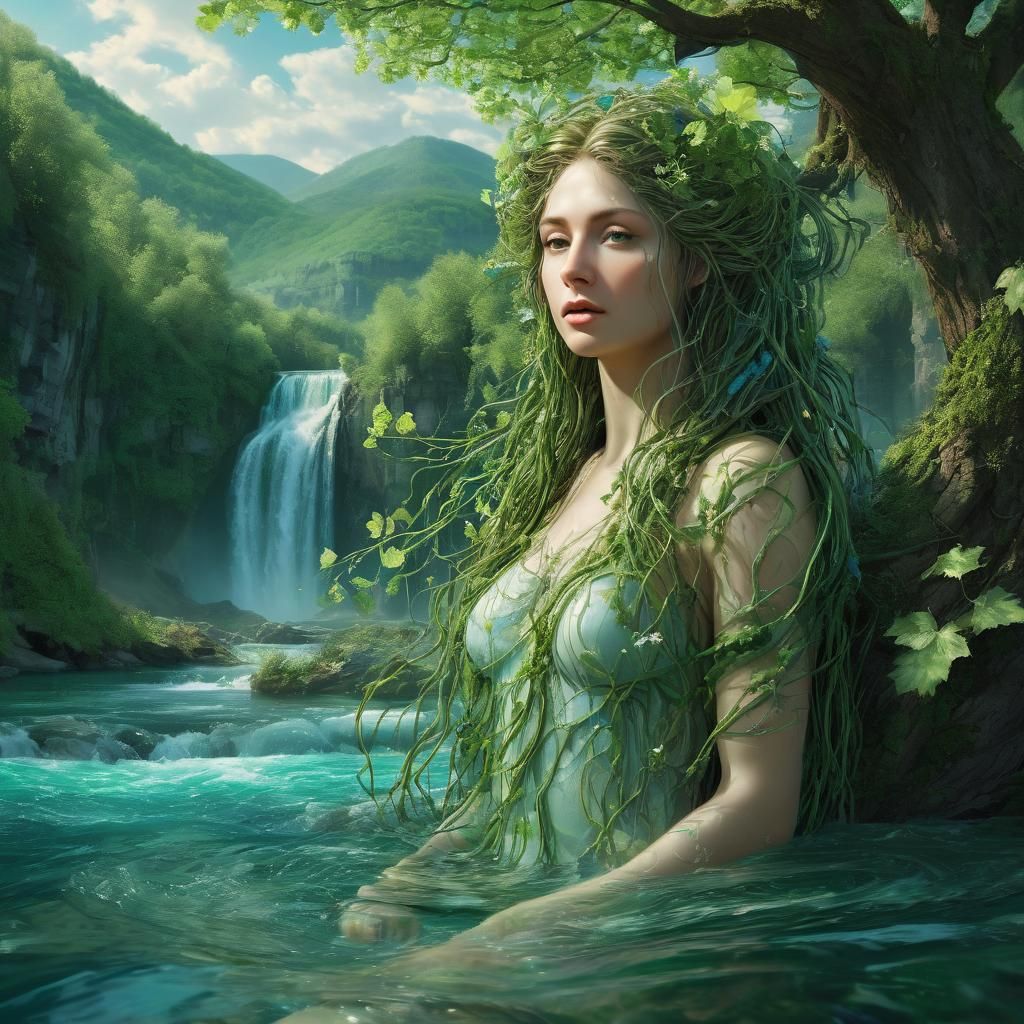 Vesna, Slavic Goddess of Spring in Surreal Style