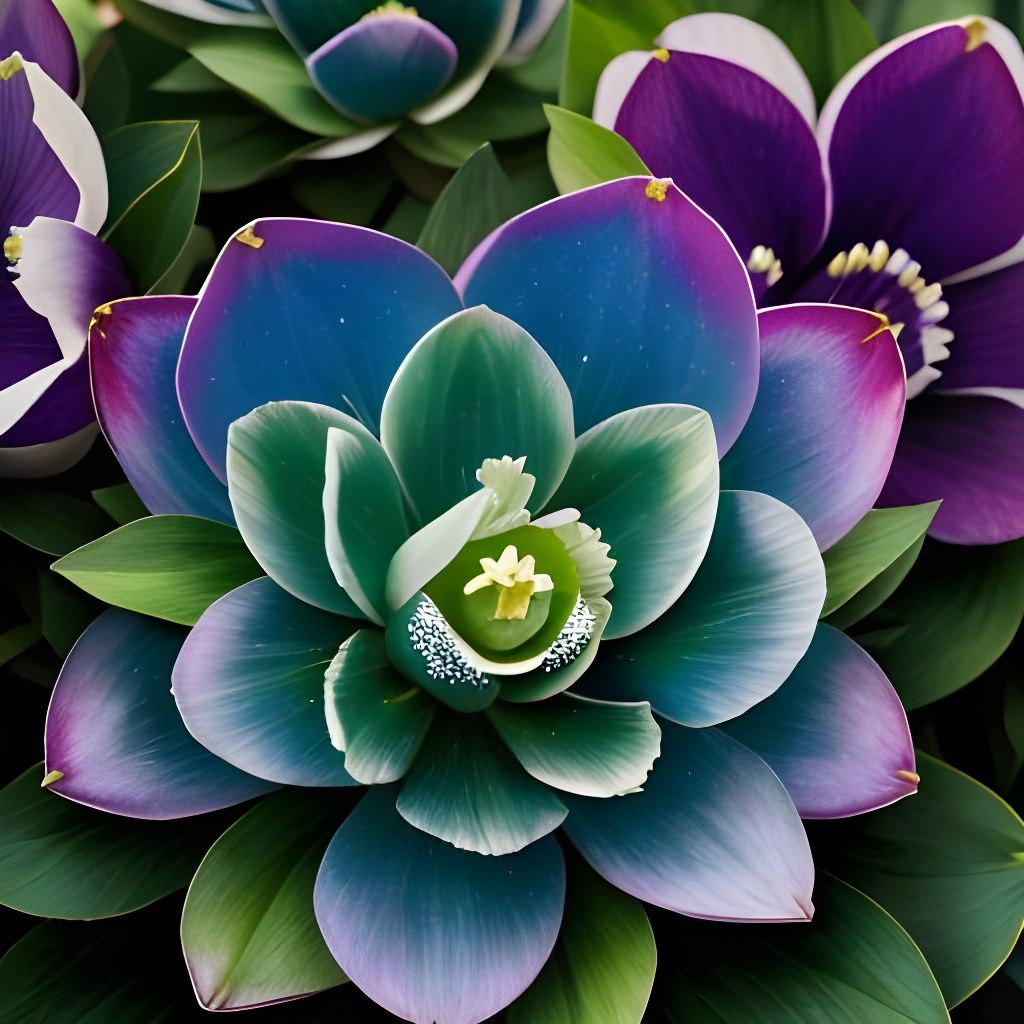 Sparkling Hellebore Flowers in Winter Garden