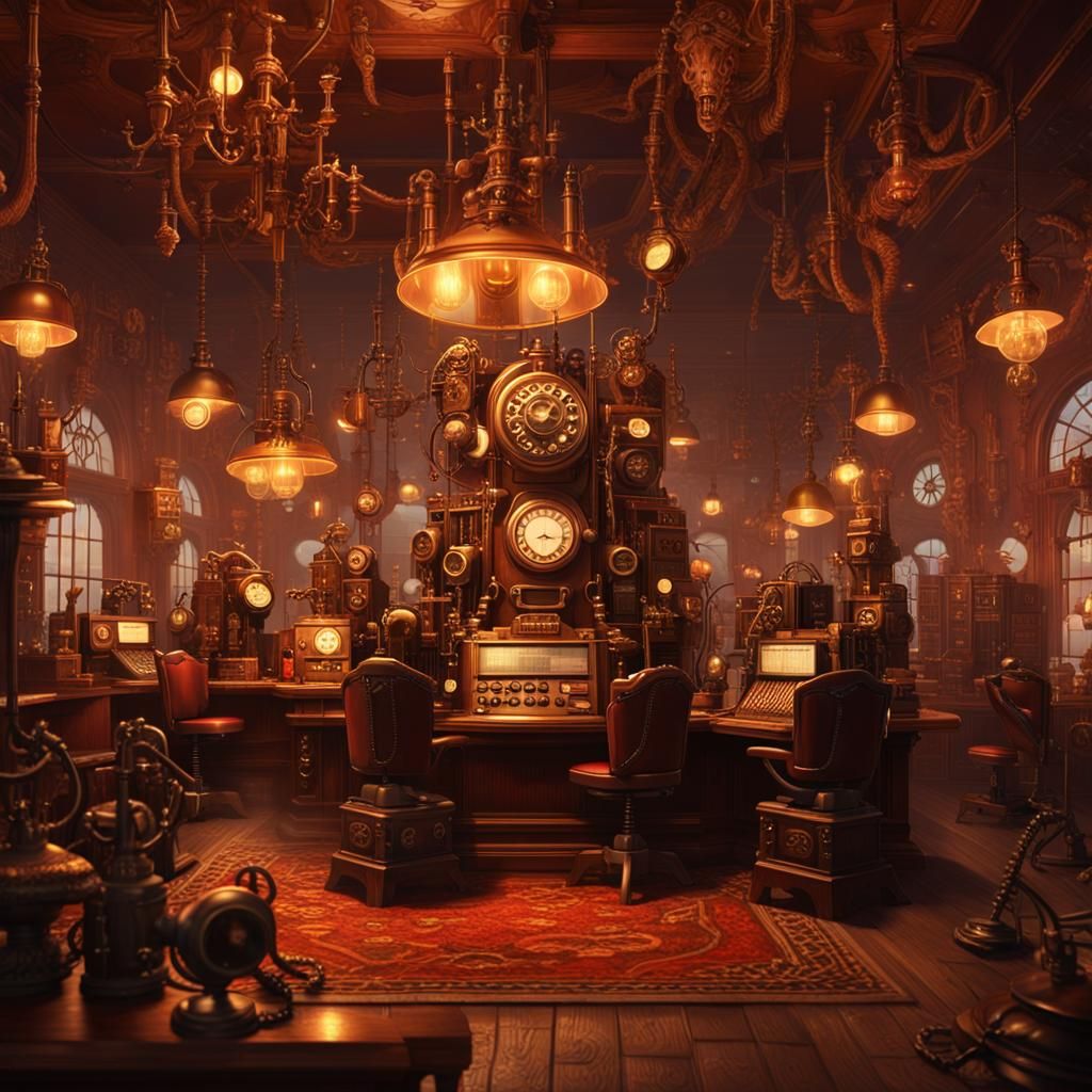 Steampunk Call Center in Hell with Monster Operators