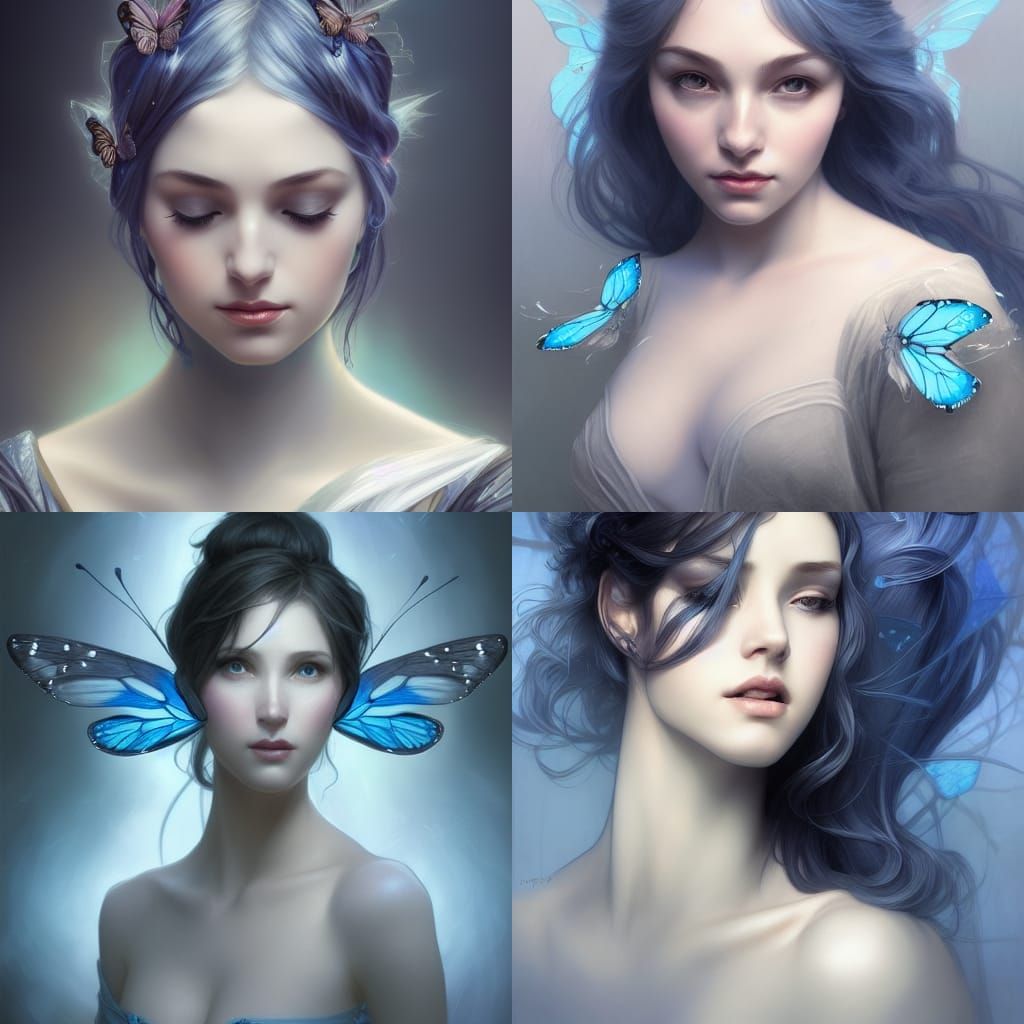 Butterfly Fairy Portrait in Art Nouveau Style