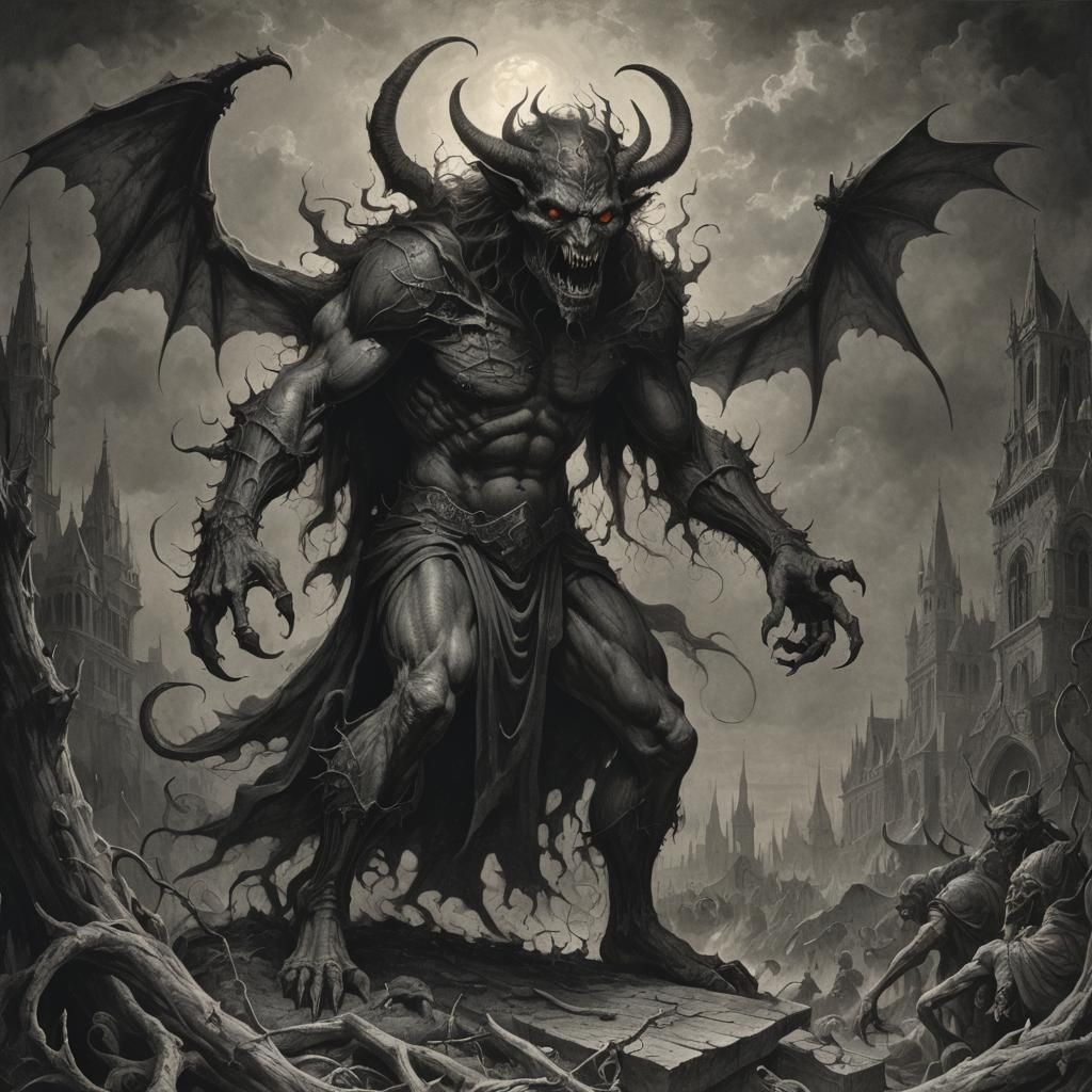 Terrifying Demon in Dark Fantasy Style