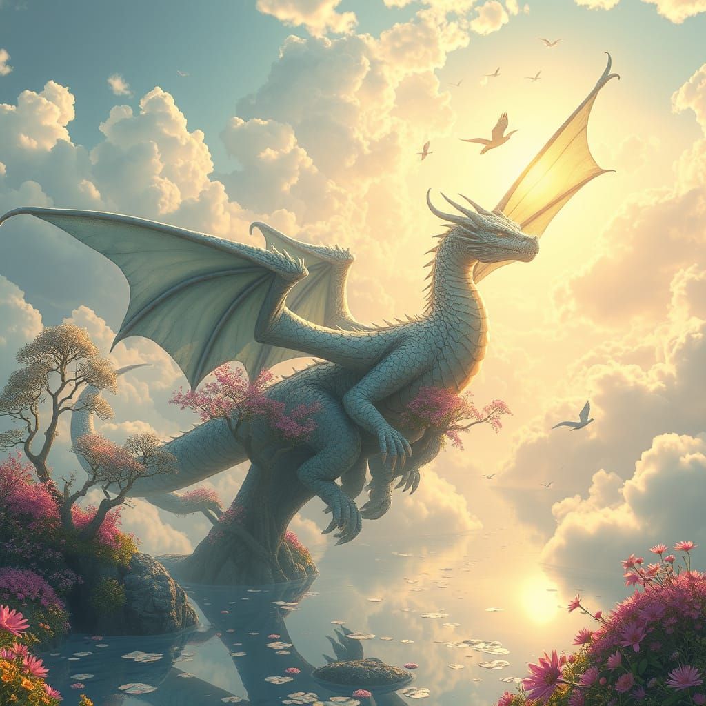 Floating Valley with Soap Dragons in Sky