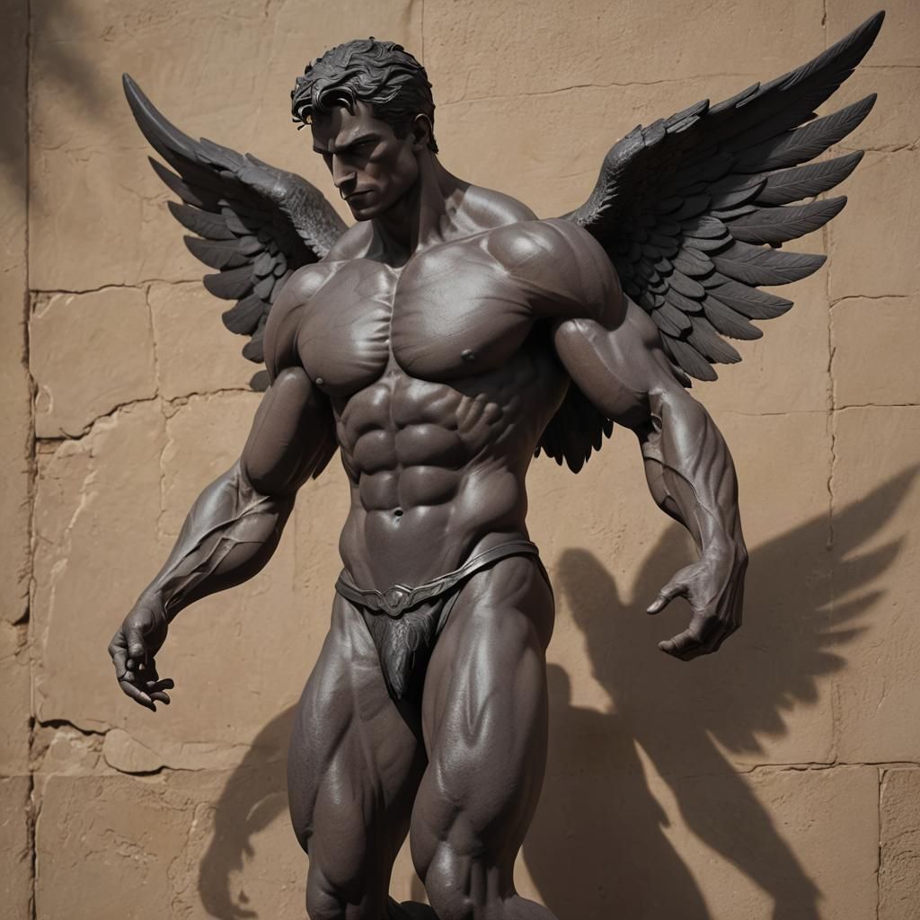 Hyperrealistic Shadow Seraph with Chiseled Features