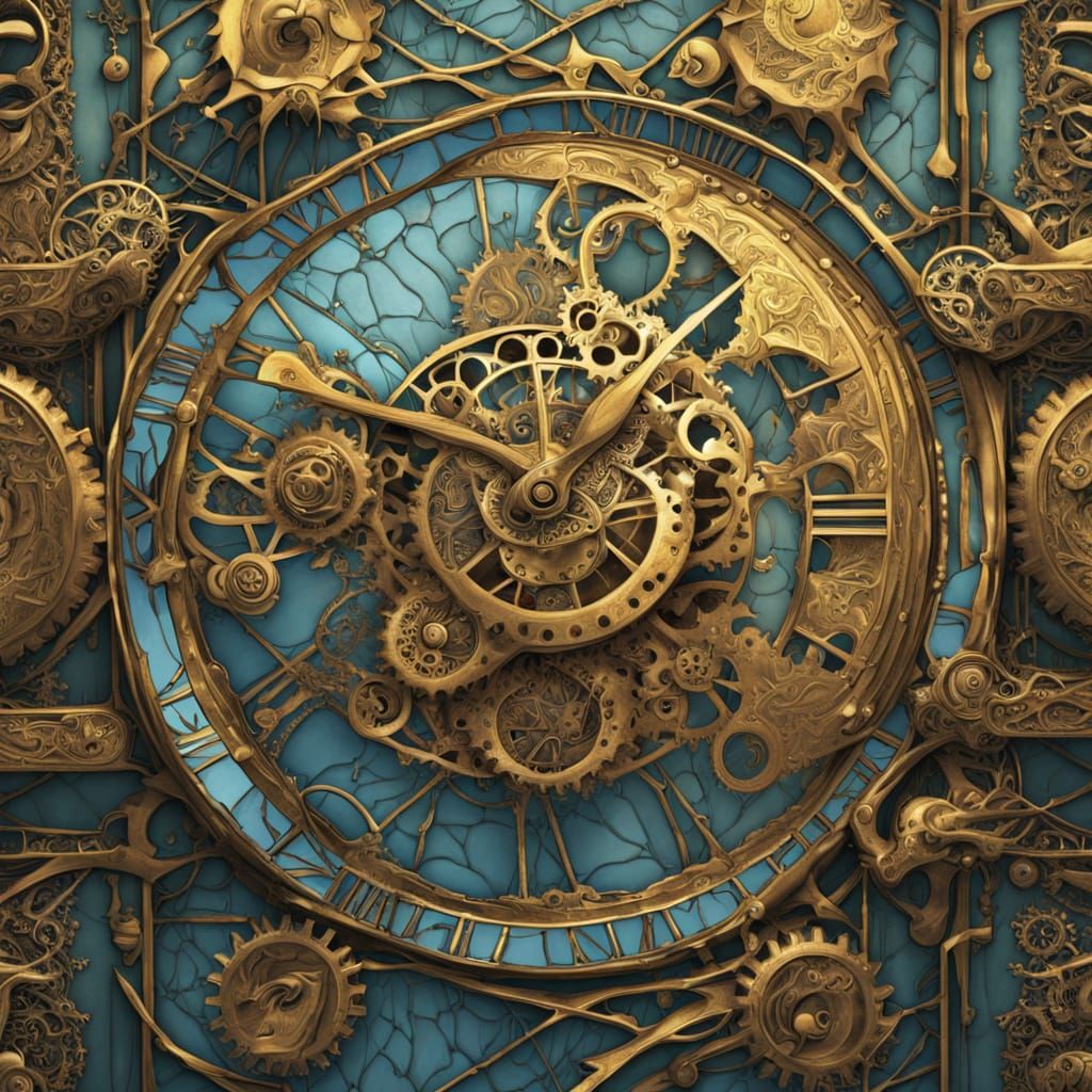 Surreal Oil Painting of a Dreamlike Clockwork Mechanism