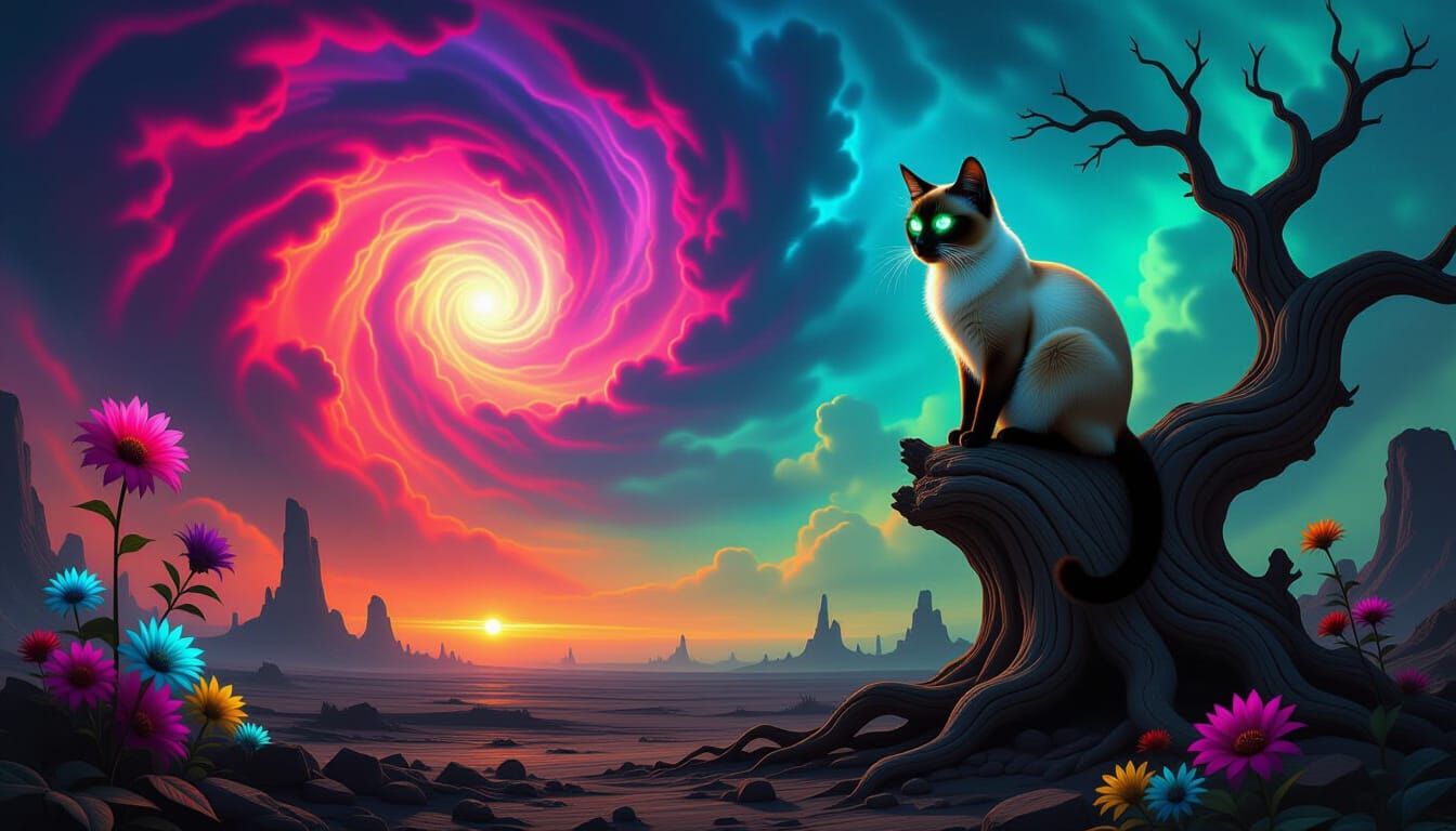 Siamese Cat in Post-Apocalyptic Wasteland, Cosmic Sky