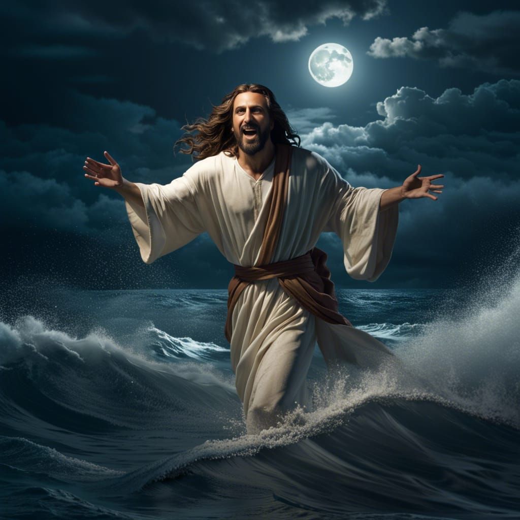Jesus Christ Walks on Water During Storm