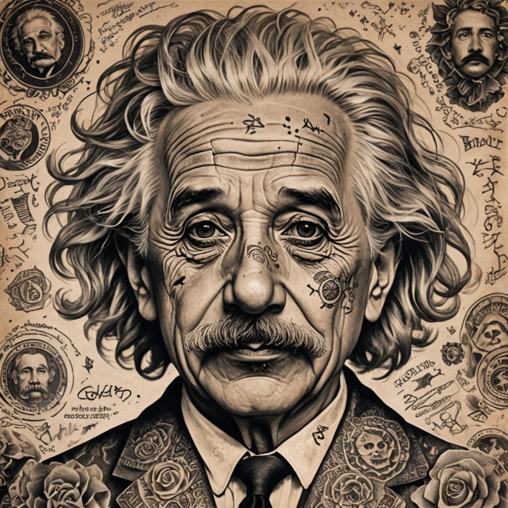 Tattooed Albert Einstein Portrait