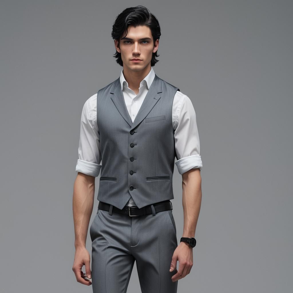 Anime Man with Black Hair and Blue Eyes