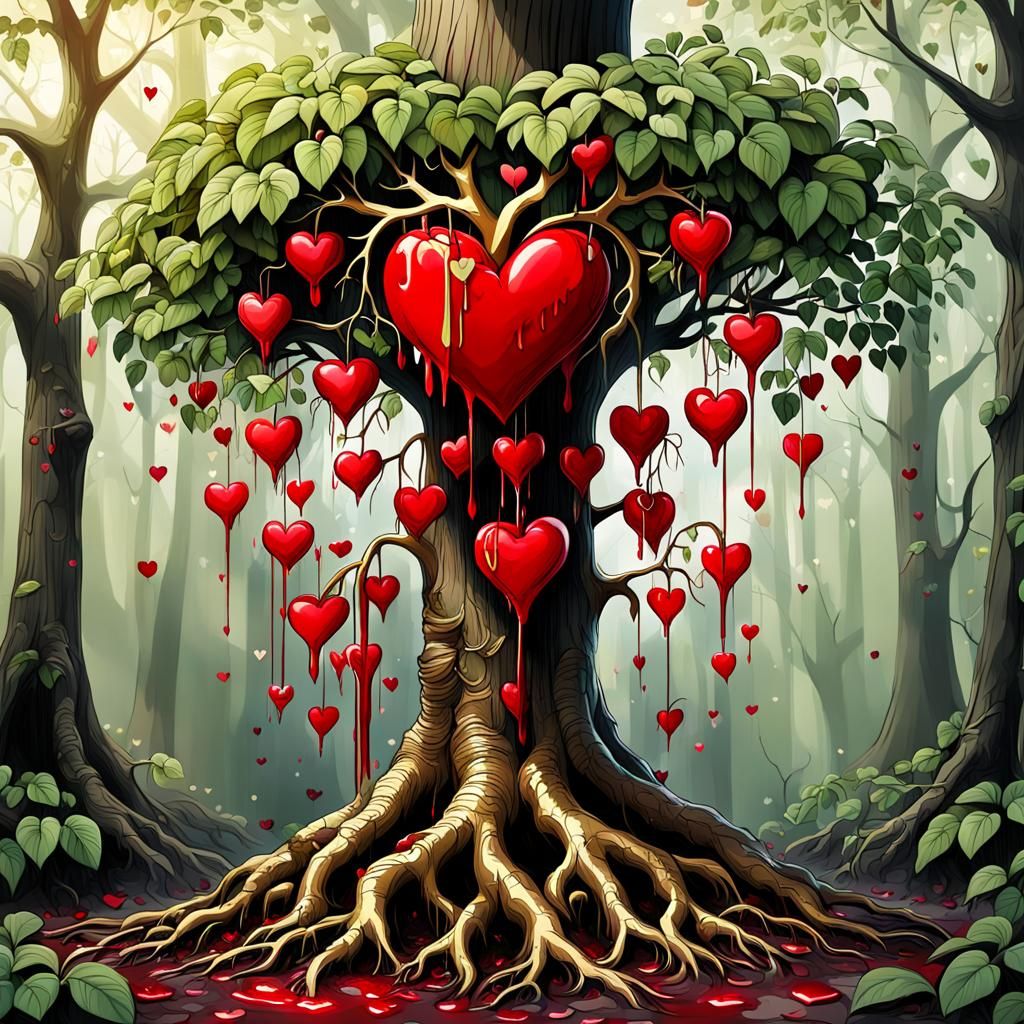 Tree of Bleeding Hearts with Golden Energy