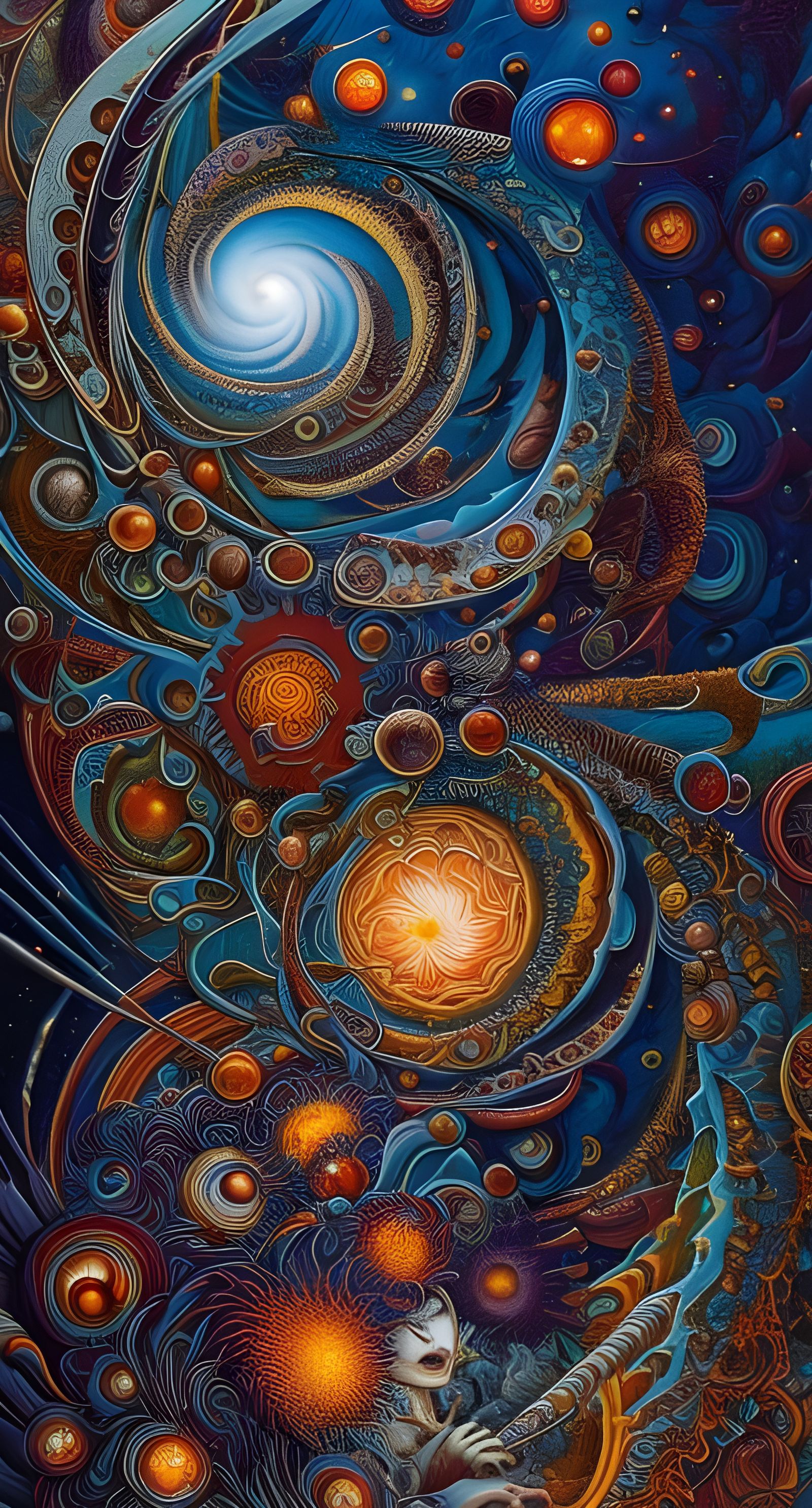 Fractal Space Burst: Intricate Gouache Illustration
