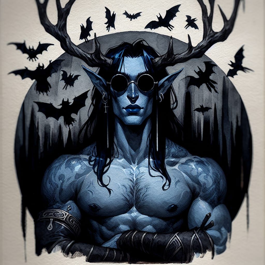 Gothic Druid in Dark Fantasy Landscape