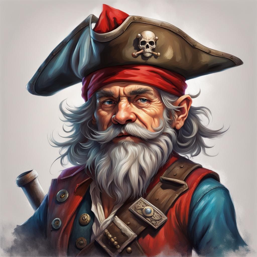 Gnome Pirate Captain in Dungeons and Dragons Style