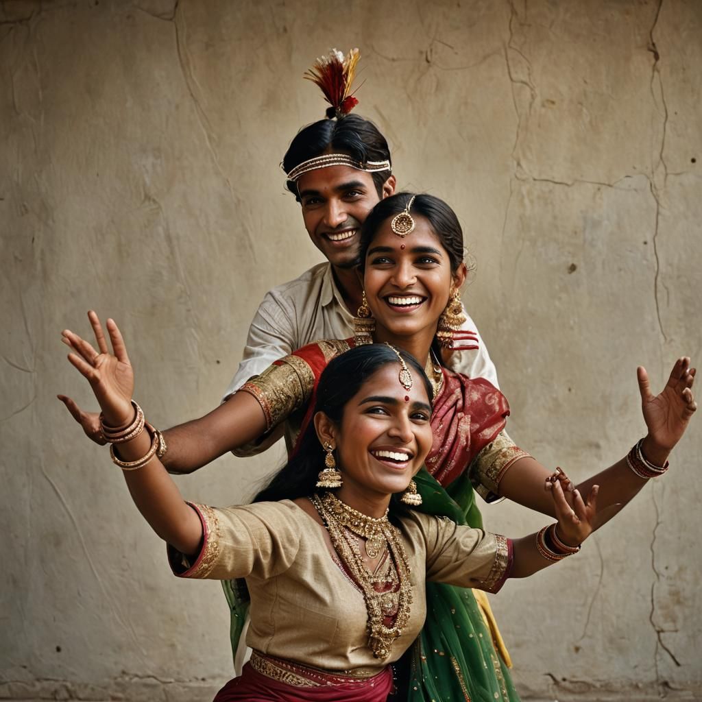 Smiling Indian Couple Dancing: Professional Portrait
