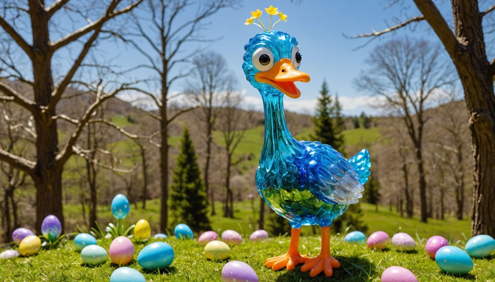 Vibrant Easter Fantasy in Iridescent Glass and Gold