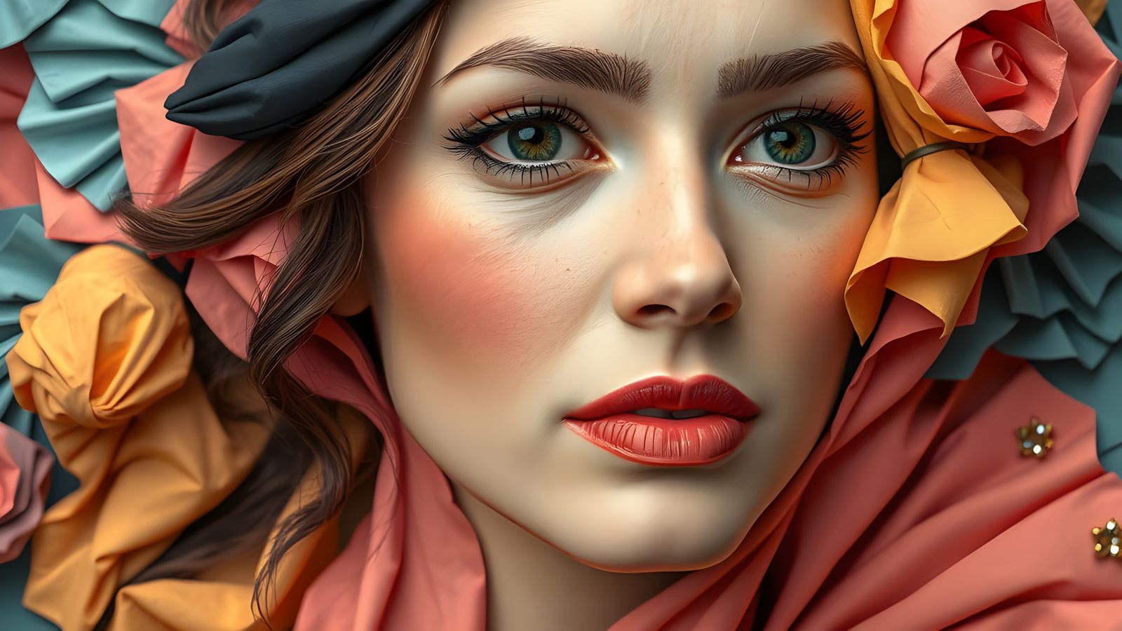 Paper Portrait: A Woman Made of Crumpled Color