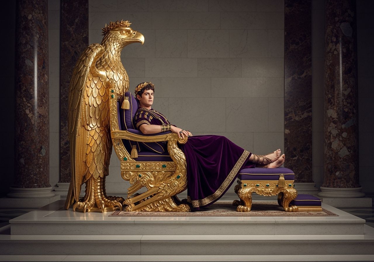 Emperor Nero on Eagle Throne in Palace
