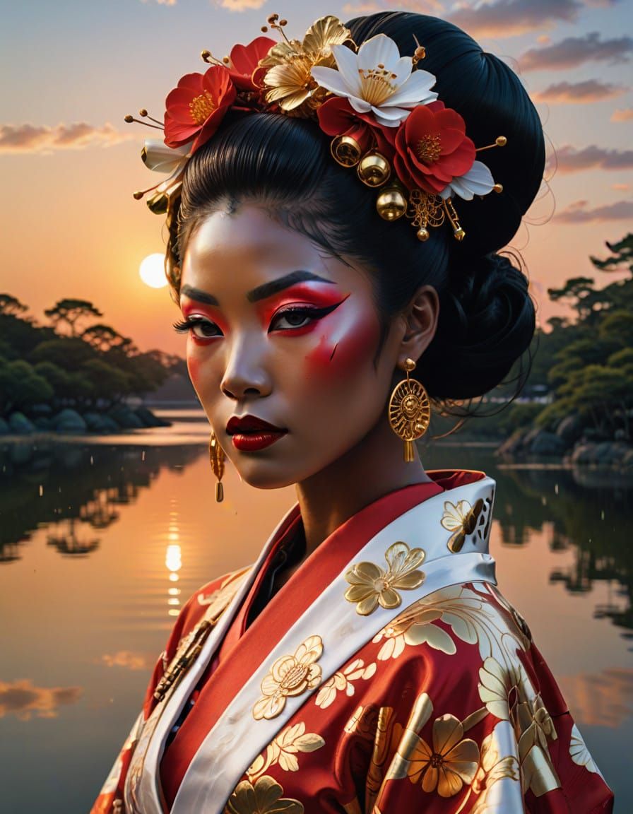 Vibrant Pop Art Portrait of a Dazzling African American Geis...