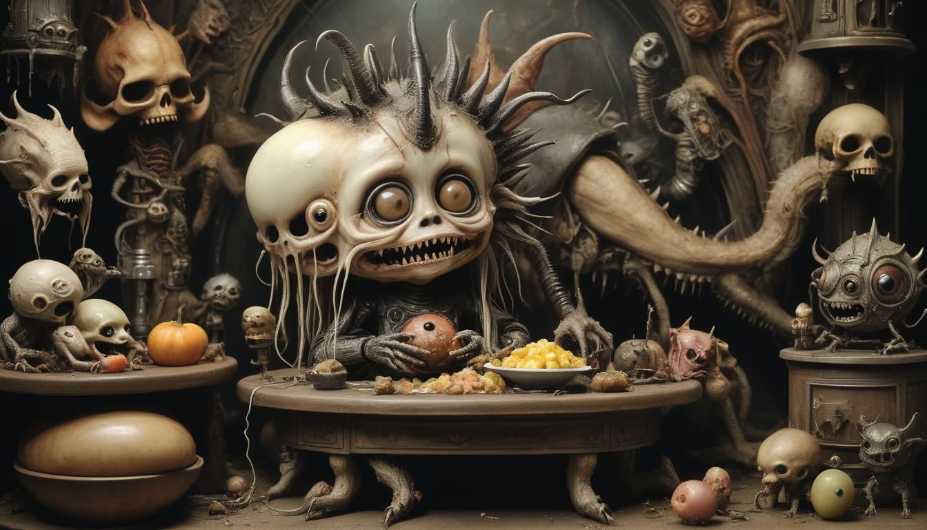 Adorable Chibi Monster in Post-Apocalyptic Wonderland