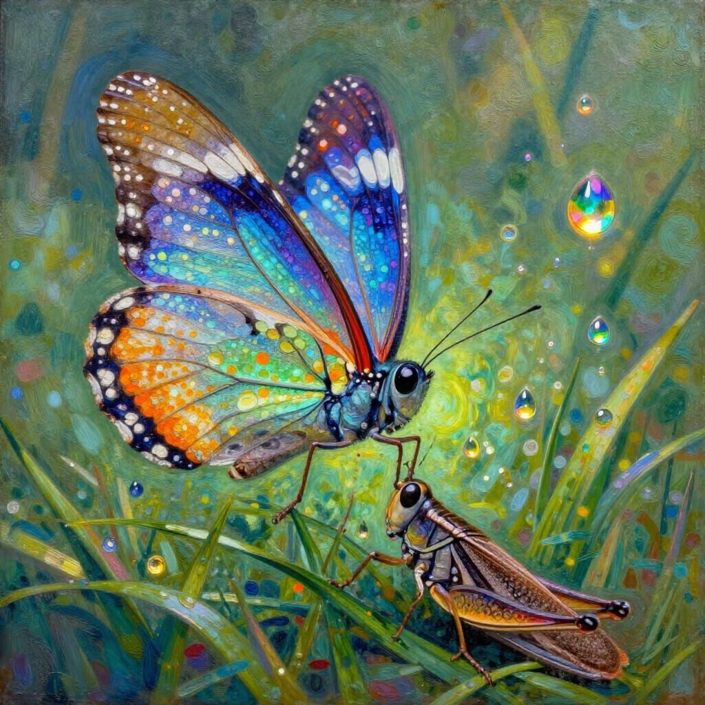 Ethereal Butterfly Puking on a Grasshopper