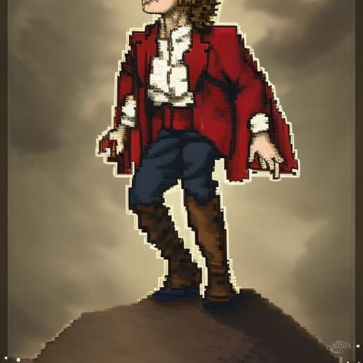 Enjolras on Barricade: 8-Bit Pixel Art Sprite