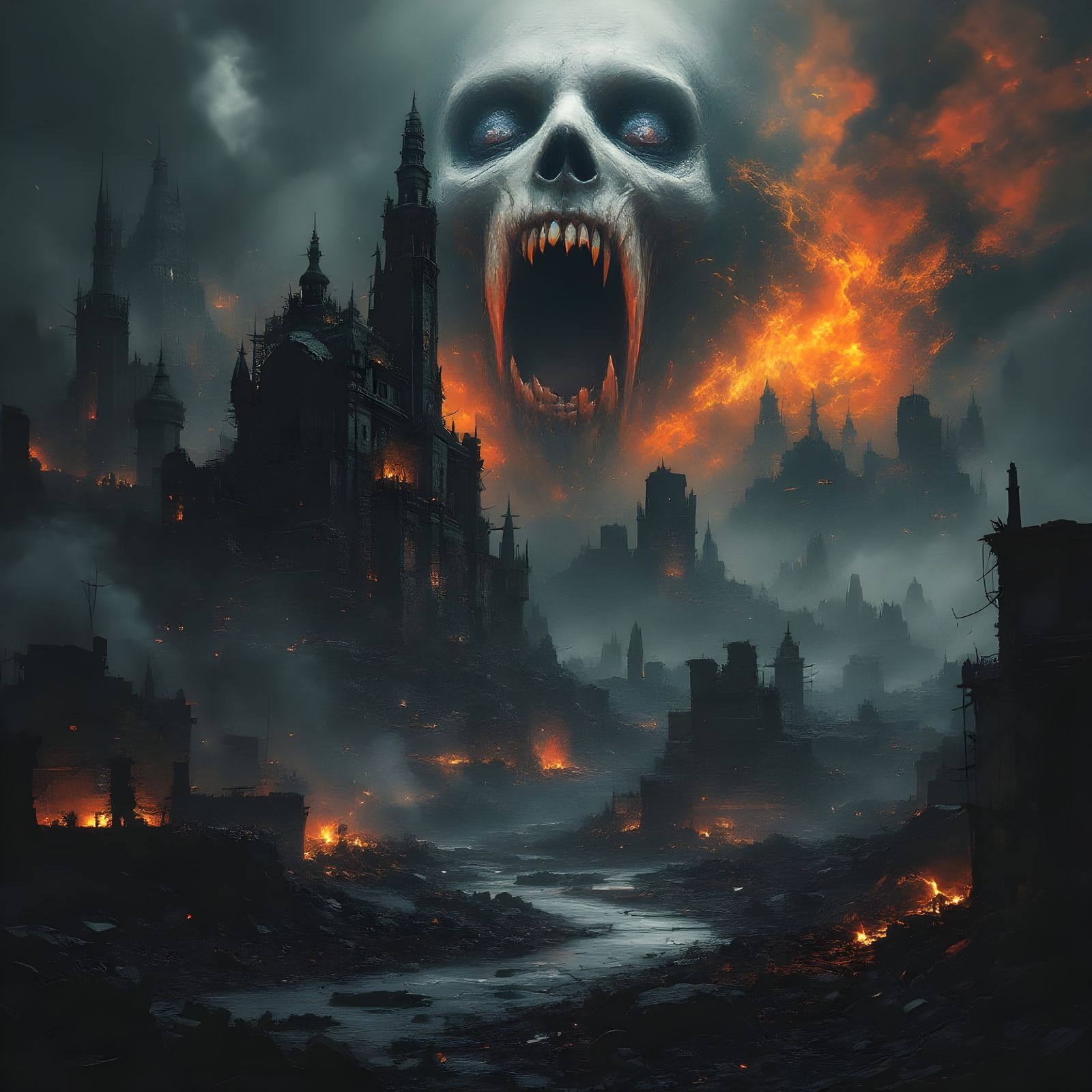 War and Destruction Collage in Detailed Matte Painting