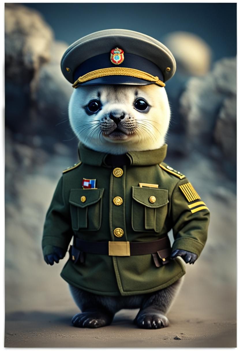 Baby Seal Soldier in Uniform