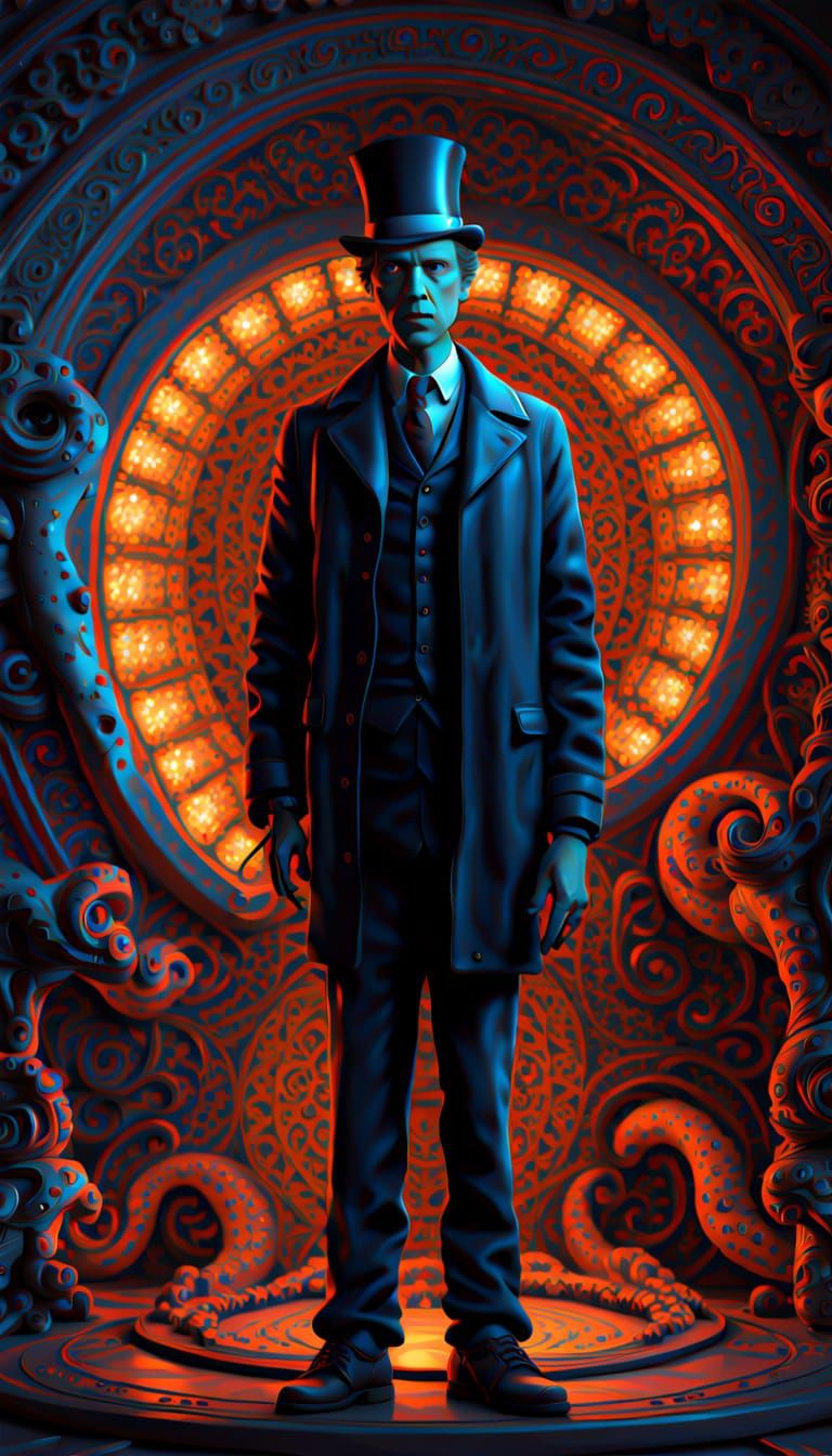 Sherlock Confronts Cosmic Horror: Burtonesque Illustration