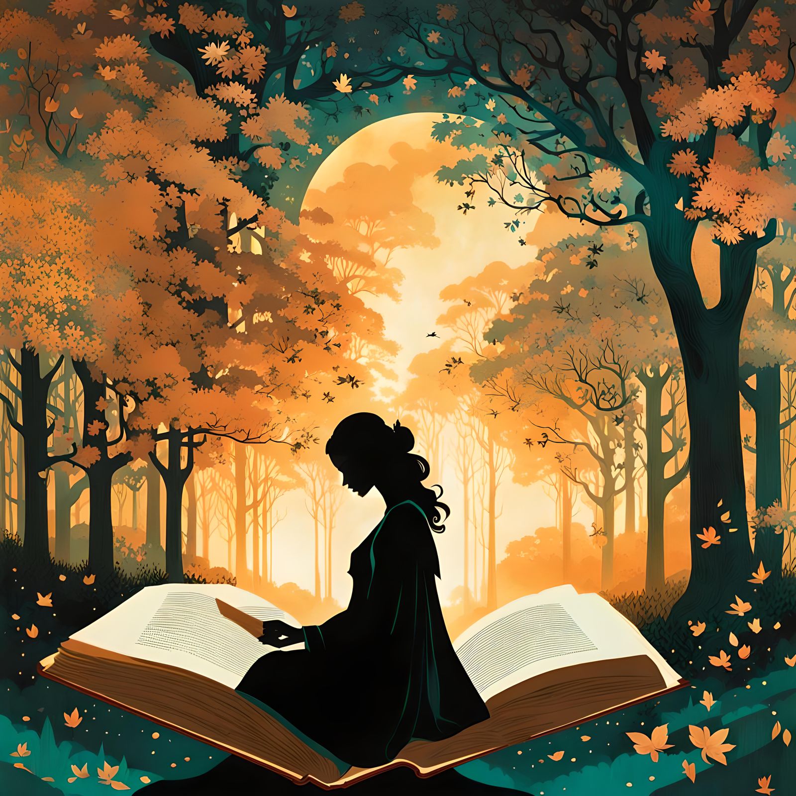 Madame Bovary Double Exposure in Illustrated Style