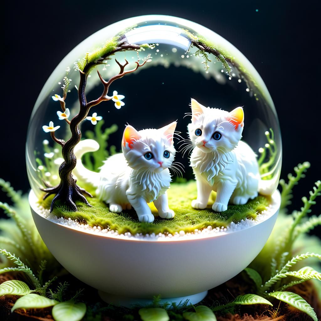 Enchanted Forest Ecosystem in Resin Egg: Hyperrealistic