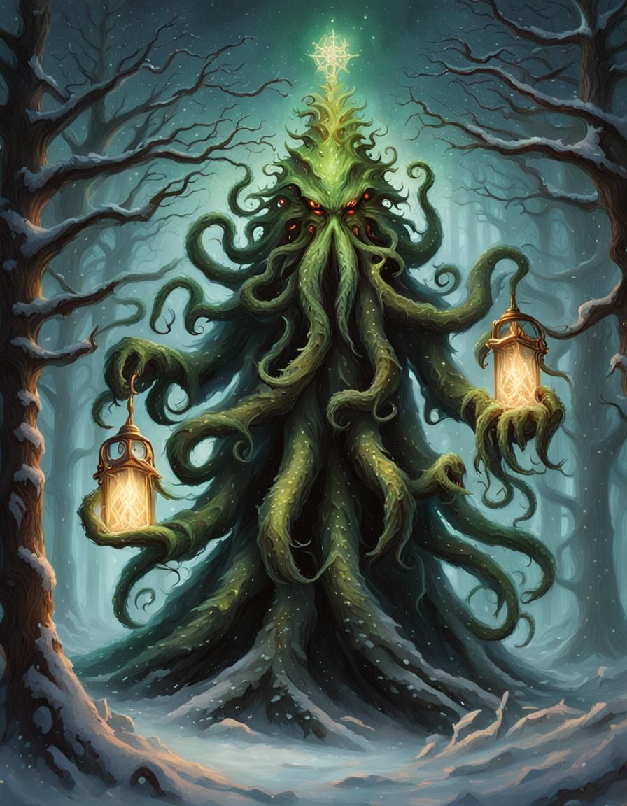 Cthulhu's Cosmic Conifer: Eldritch Christmas Tree Portal