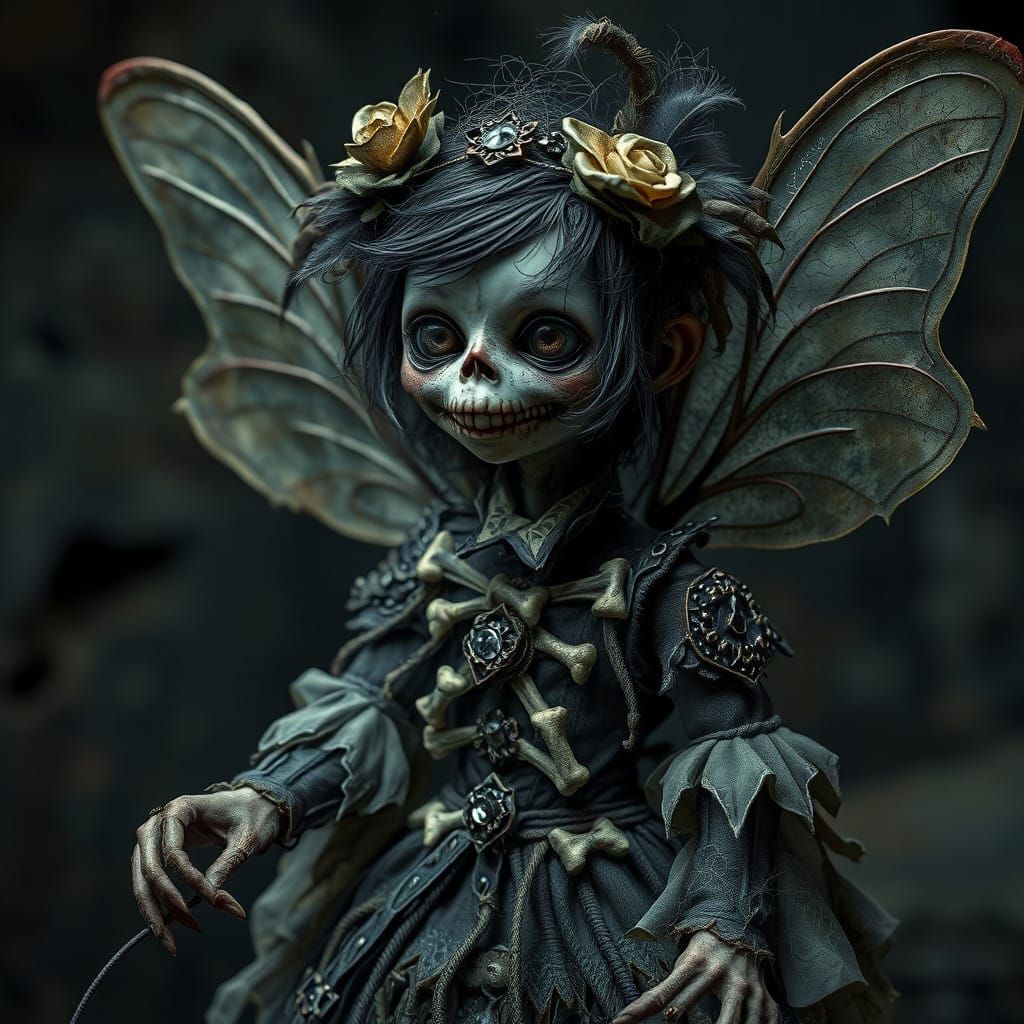 Gothic Tooth Fairy in Victorian Macabre Attire