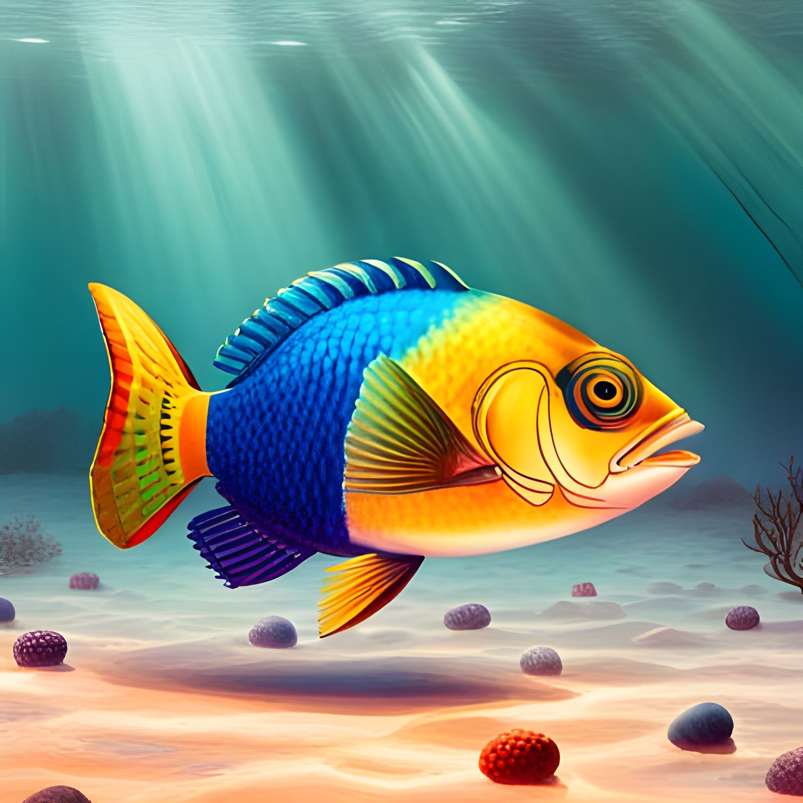 Colorful Fish with 'dbfish' Sign