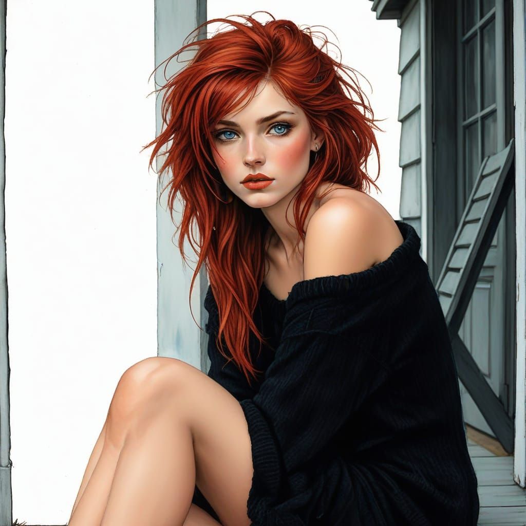 Fantasy Portrait of a Young Woman in a Knit Sweater